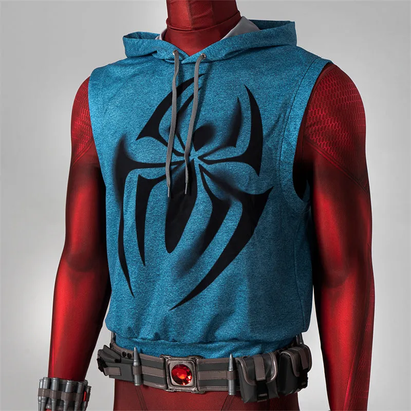 Scarlet Spider Ben Reily Cosplay Costume Spider Man Jumpsuit Vest Halloween Carnival Suit