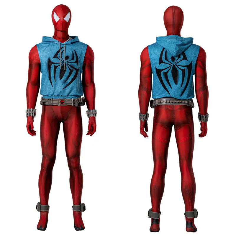 Scarlet Spider Ben Reily Cosplay Costume Spider Man Jumpsuit Vest Halloween Carnival Suit