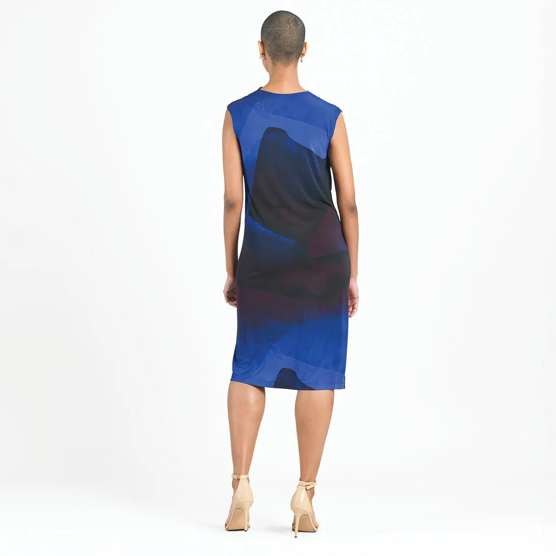 Side Slit Midi Dress - Purple Watercolor - Final Sale!