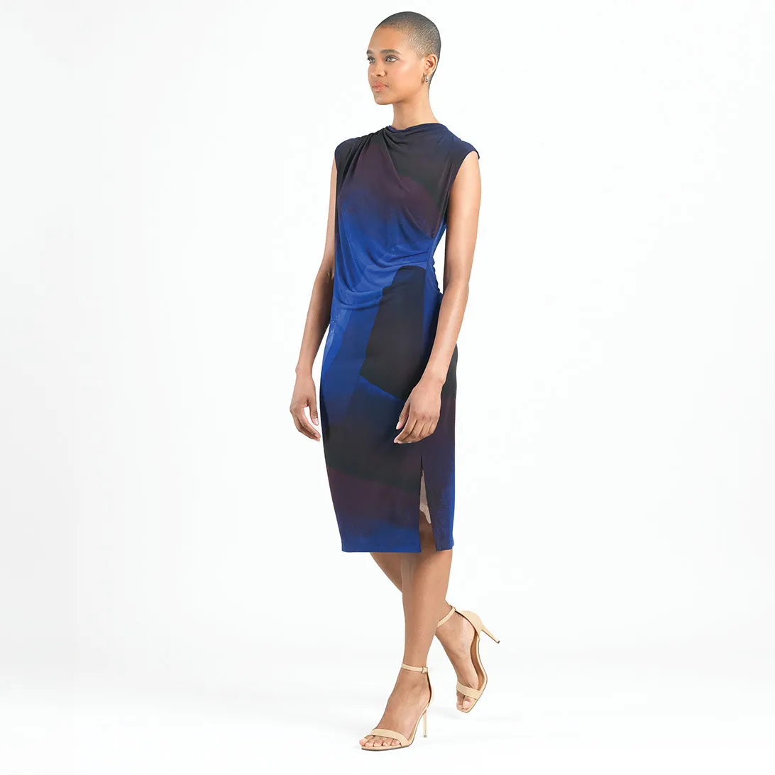 Side Slit Midi Dress - Purple Watercolor - Final Sale!