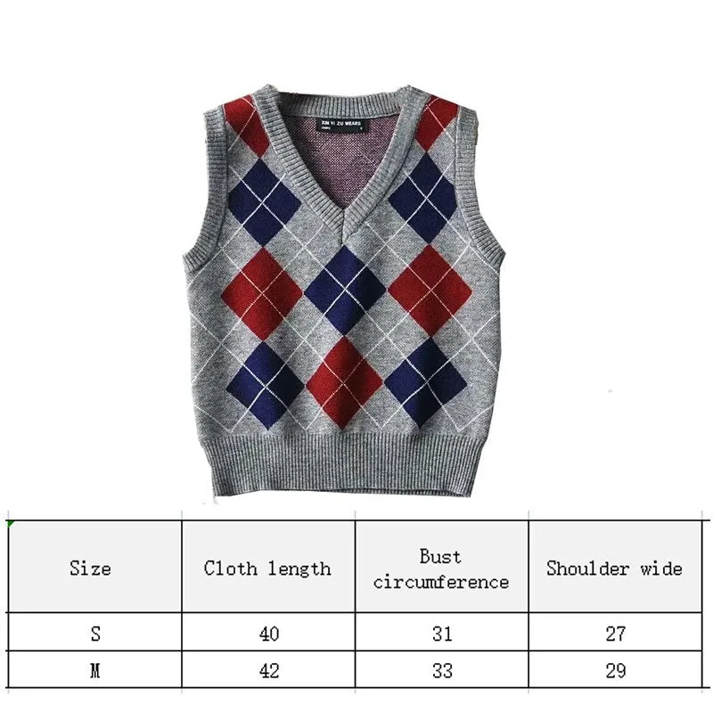 Sweater Vest Women  Black Sleeveless Plaid Knitted Crop Sweaters Casual Autumn Preppy Style tops V Neck Vintage