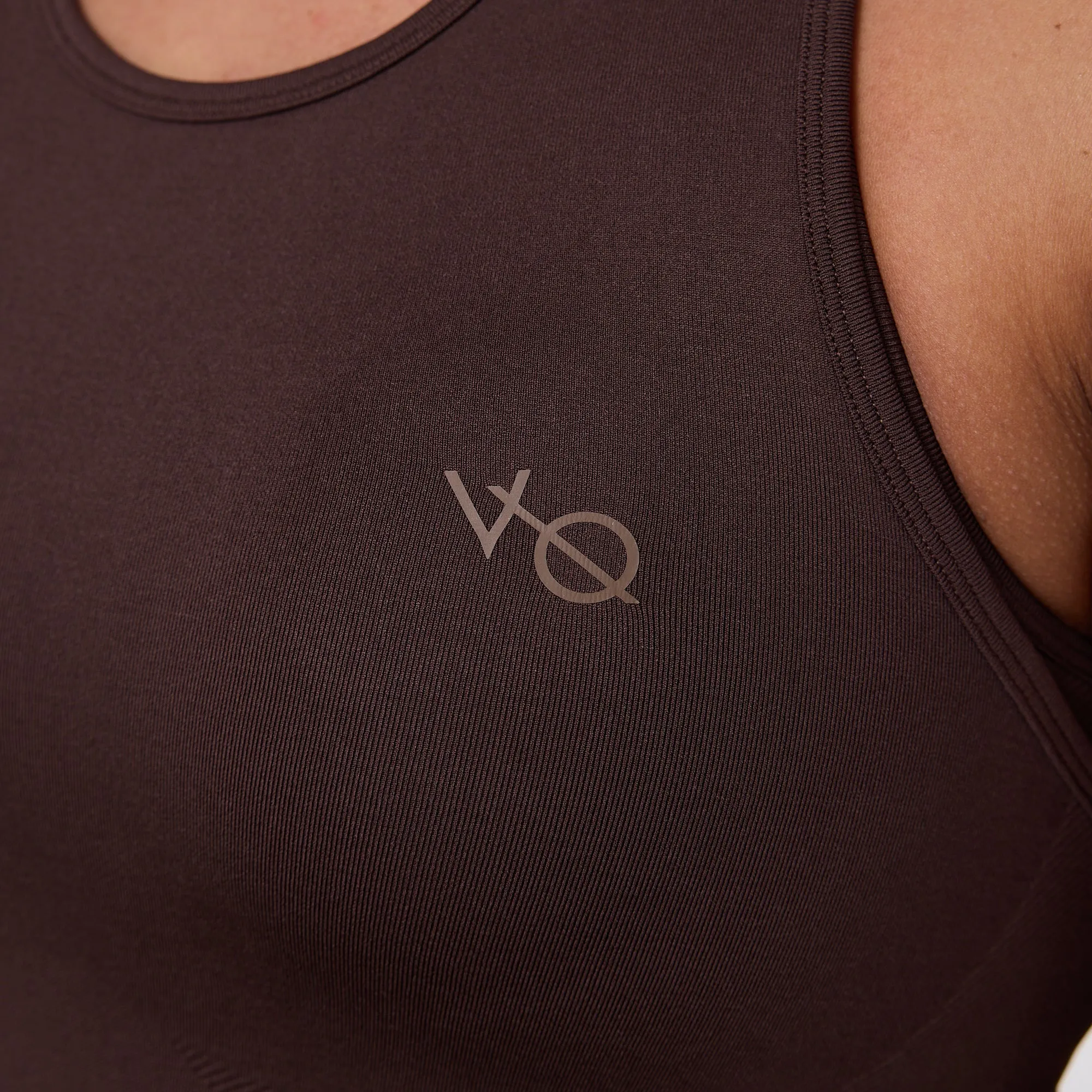 Vanquish Elevate Seamless Coffee Brown Racer Back Midi Tank Top