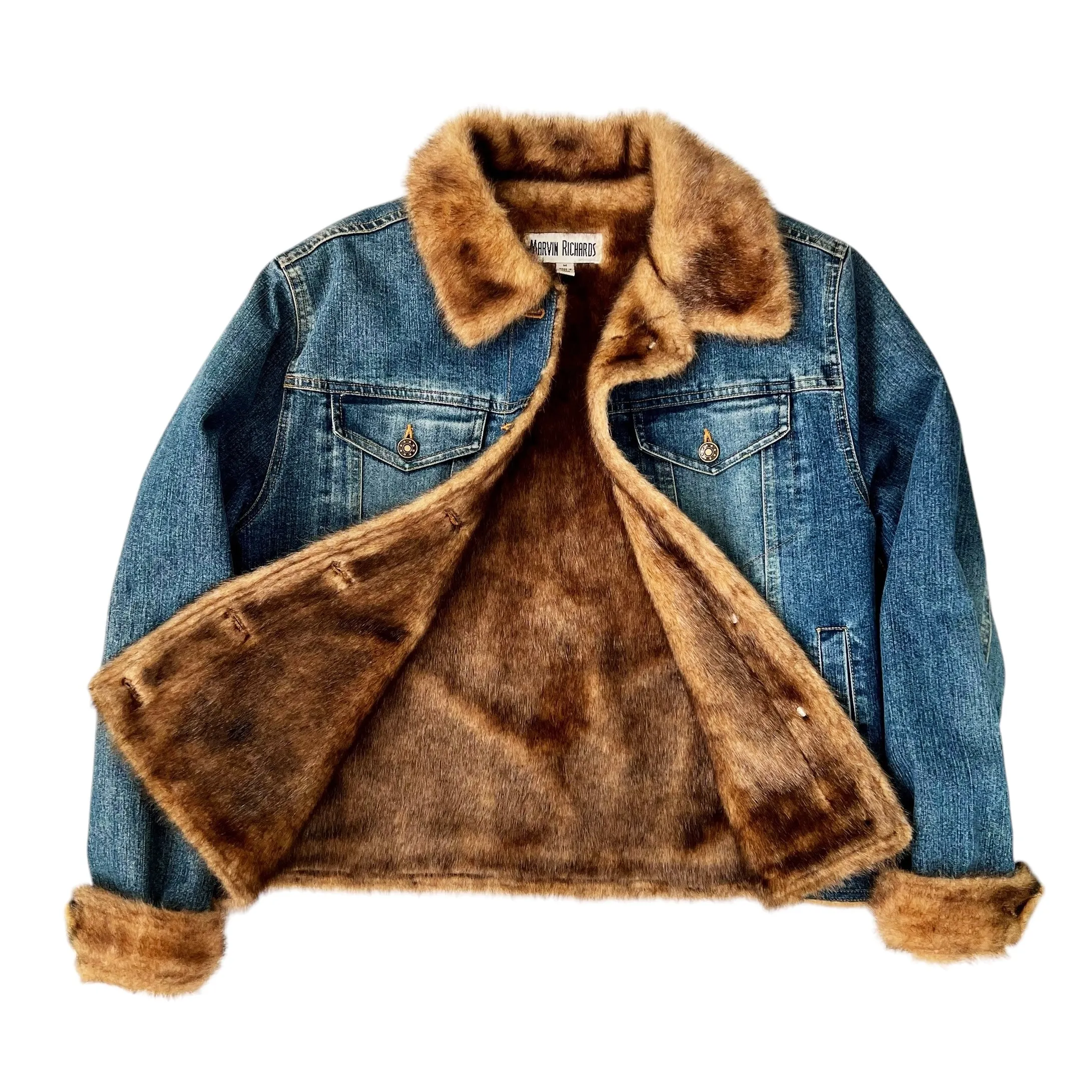 Vintage Faux Fur Denim Jacket (M)