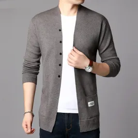 Voguable Fashion Mens Cardigan Jackets Coats Streetwear Trend Windbreaker Autumn Overcoat Casual Sweater Jacket Men Clothing Black