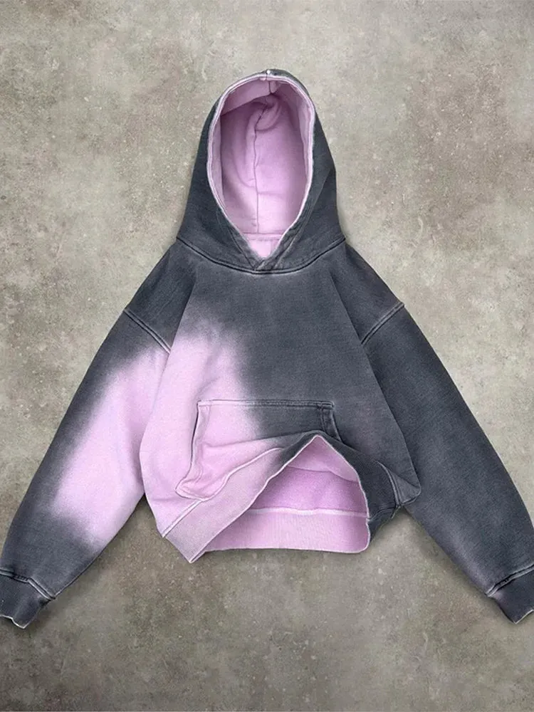 Wiaofellas  -  Autumn Winter Y2k Harajuku Retro Gradient Men's Hoodie Gothic Sports Hooded Hip Hop Loose Casual Versatile Male Sweatshirt