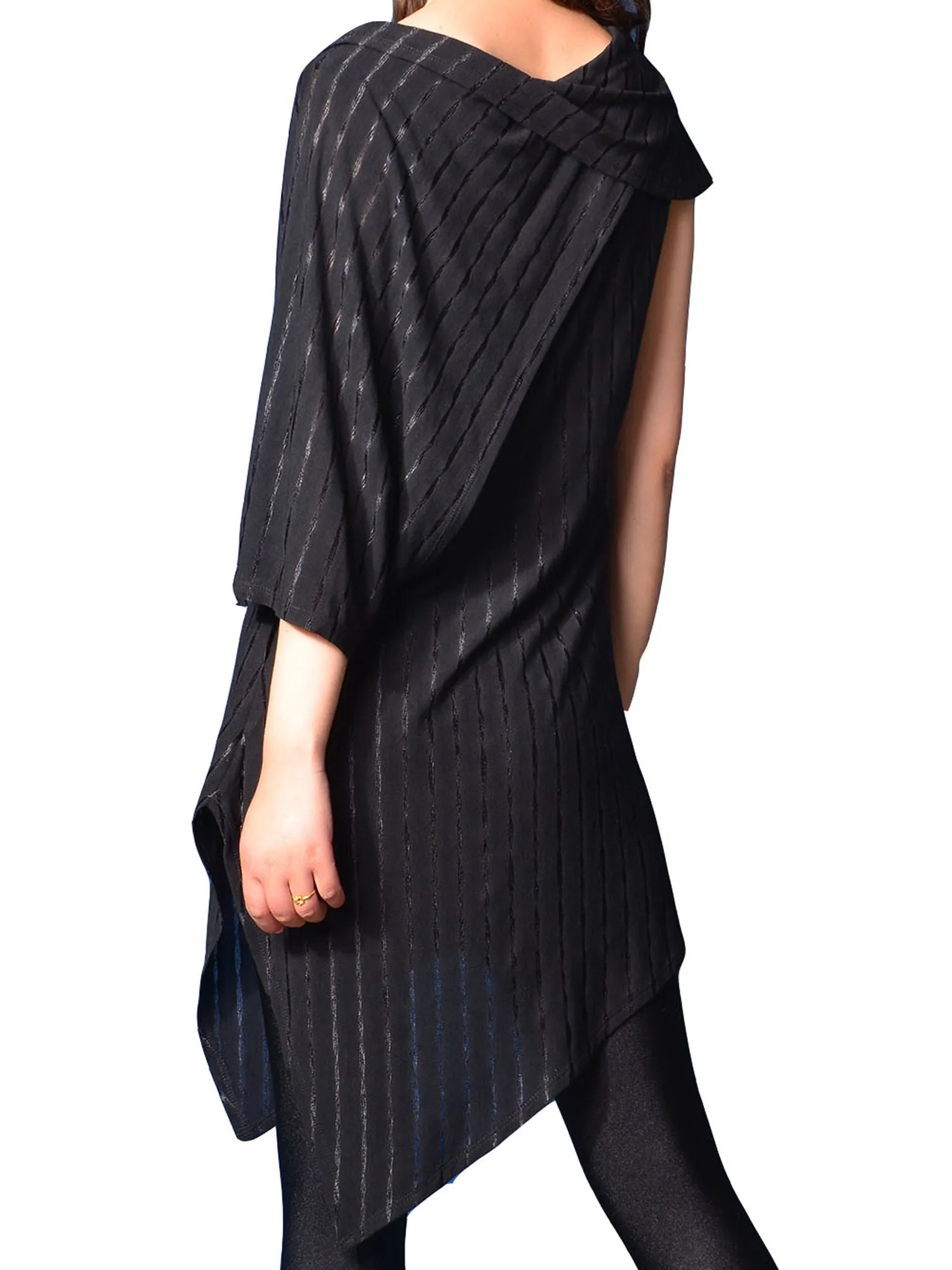 Women's asymmetrical cotton tunic top/stripe dress/Casual Tunic dress/Summer Customized Plus Size short sleeve shirt/Maternity dress(Y19b6)