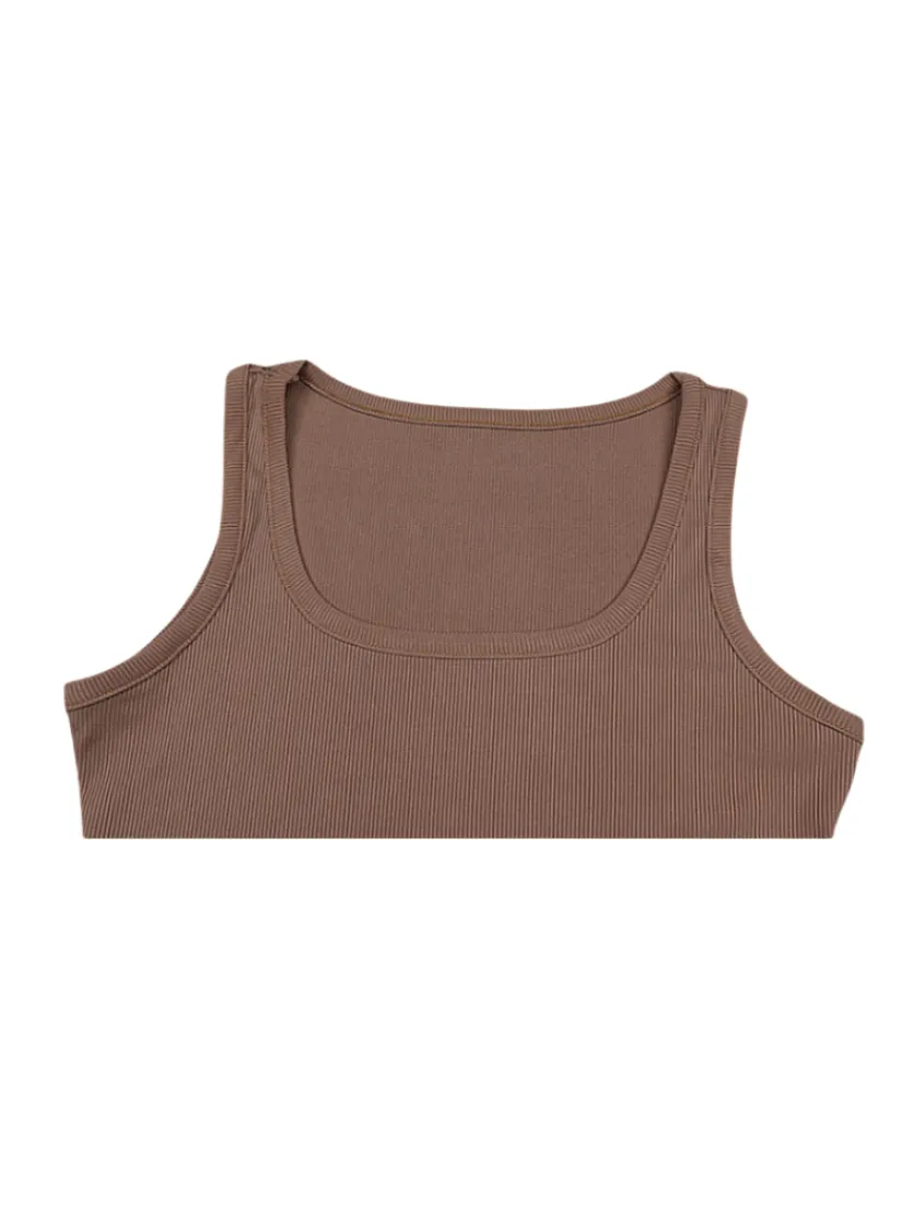 Women's Sleeveless Khaki Vest with Suspender Jumpsuit by Kaja Clothing - Sheila Top