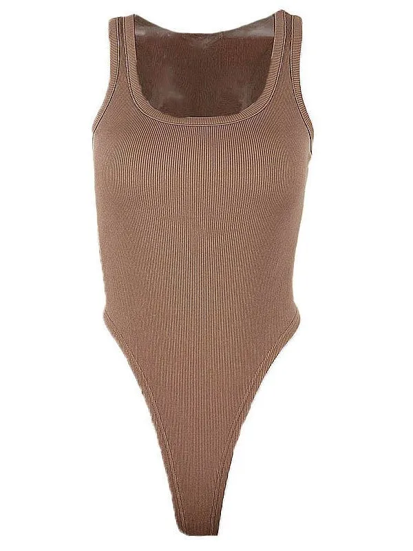 Women's Sleeveless Khaki Vest with Suspender Jumpsuit by Kaja Clothing - Sheila Top