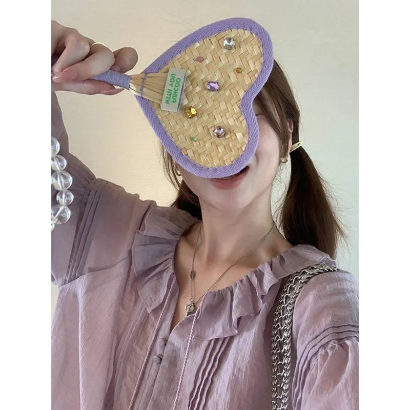Wooden Ear Lapel Thin Suit Women's Summer Sweet Lantern Long Sleeve Two-Piece Set  Autumn Xintongqin Suit Women